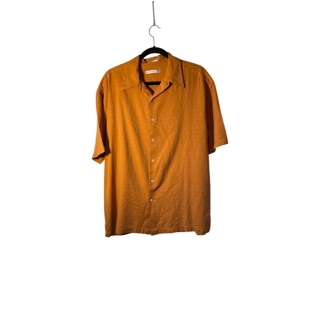 Geoffrey Beene men’s terra-cotta 100% silk button down shirt large